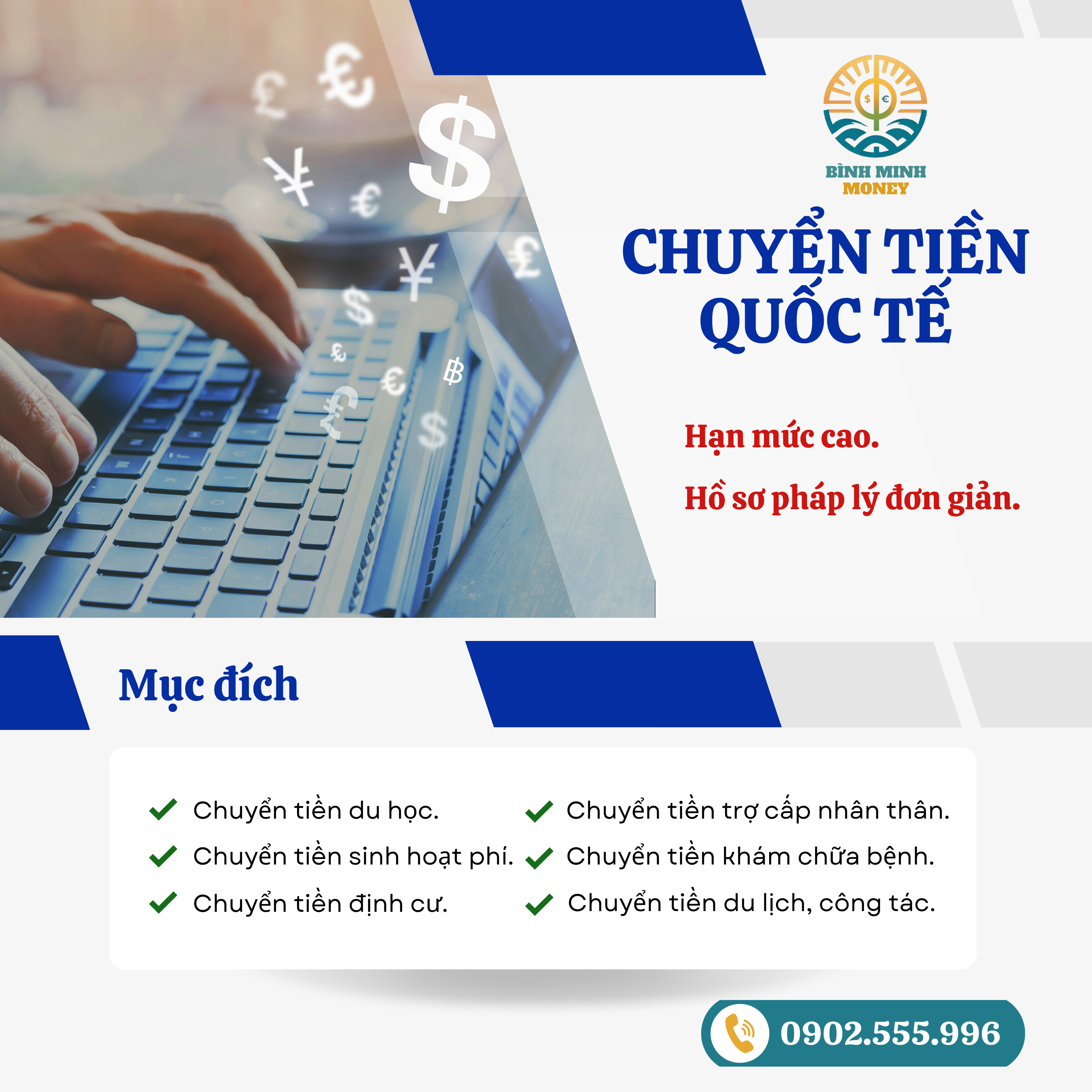 Money Bình Minh không chỉ cung cấp dịch vụ chuyển tiền quốc tế hạn mức cao mà còn mang đến sự an tâm và tiện ích cho khách hàng.