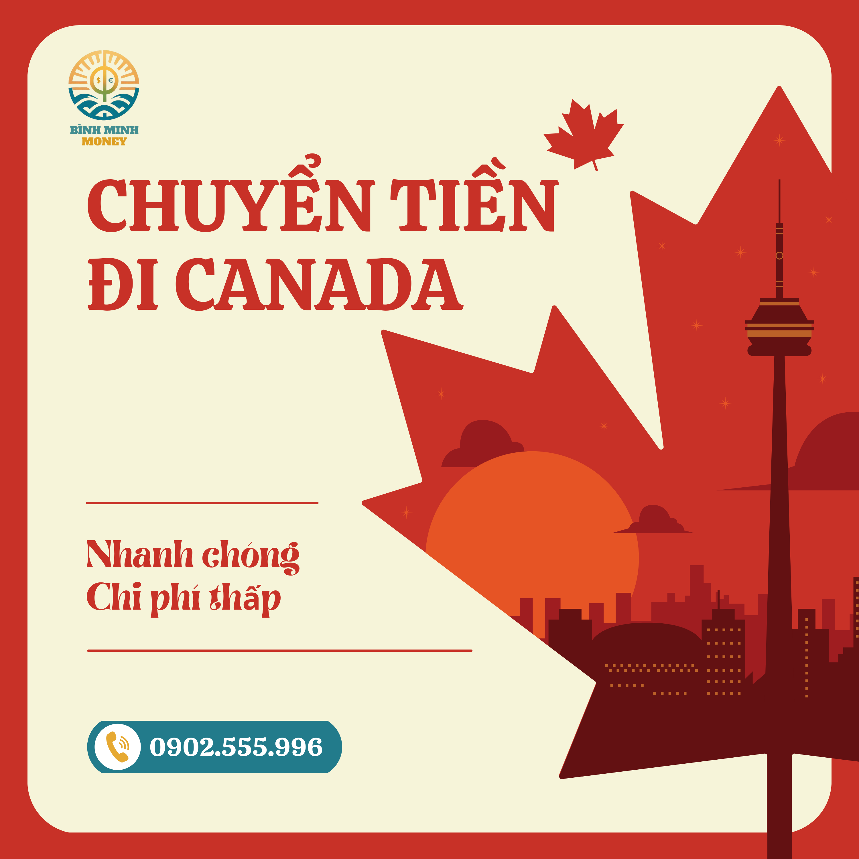 Với Money Bình Minh, việc chuyển tiền đi Canada giờ đây không chỉ nhanh chóng và tiết kiệm mà còn trở nên thân thiện và dễ dàng.