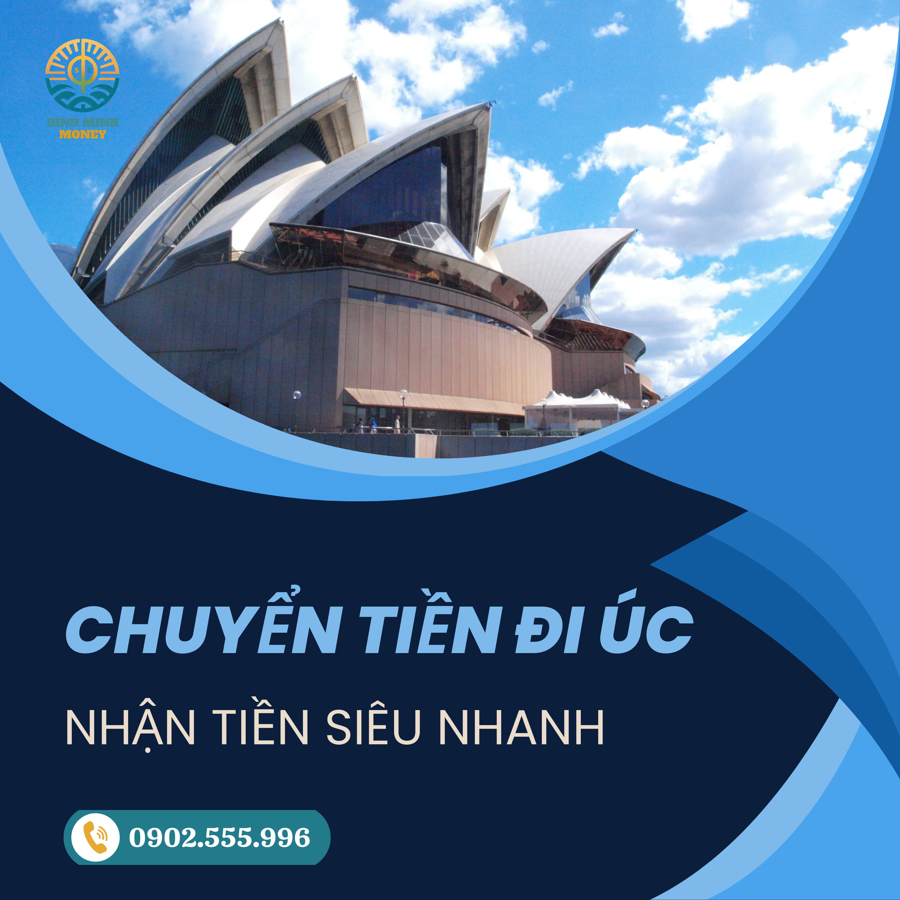 Money Bình Minh không chỉ là một dịch vụ chuyển tiền, mà là một người bạn đồng hành tin cậy trên hành trình tài chính của bạn. Chúng tôi tự hào mang đến cho bạn dịch vụ chuyển tiền đi Úc “siêu nhanh”, an toàn và tiện lợi.