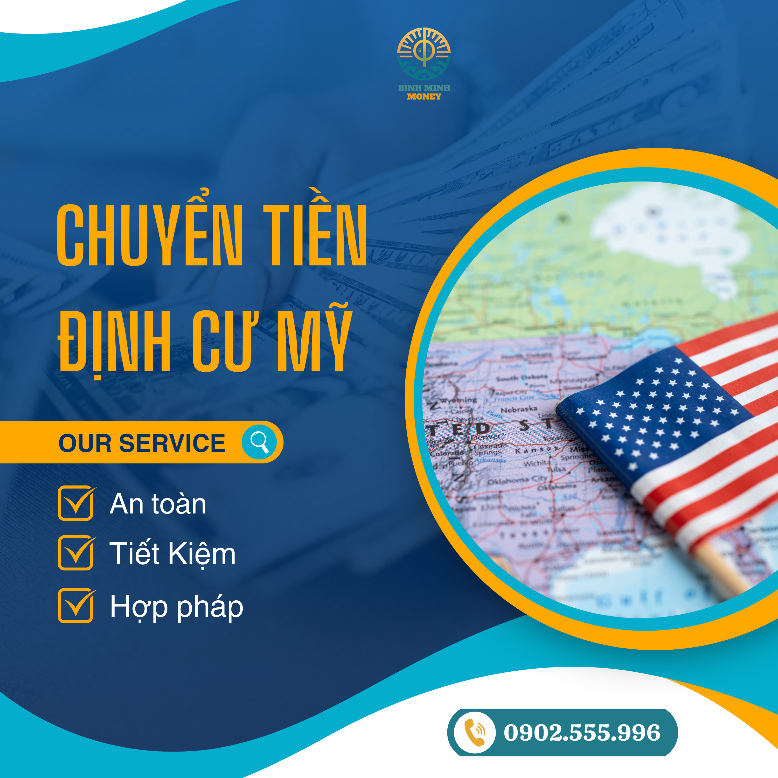 Chuyển tiền định cư Mỹ cùng Money Bình Minh, bạn không chỉ nhận được sự an tâm về một dịch vụ an toàn, hợp pháp mà còn là sự tiết kiệm đáng kể.